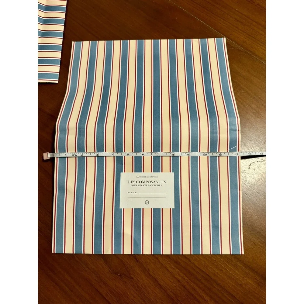 Sézane French Striped Gift Bags Holiday Wrap with Red Ribbon 16